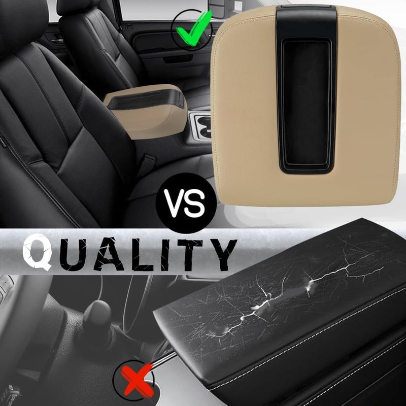 Citumo Center Console Armrest lid Cover Compatible with 2007-2013 Silverado Tahoe Suburba Avalanche Sierra Yukon XL Arm Rest Center Console Cover Lid, Replac OE 19328711, Beige - Image 5